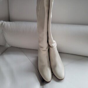 Zara Leather Cream Tall Boots Size 6 (36)